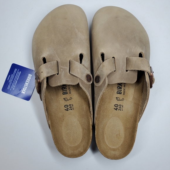 New Birkenstock Boston Tobacco Brown Leather Clogs - Picture 2 of 5